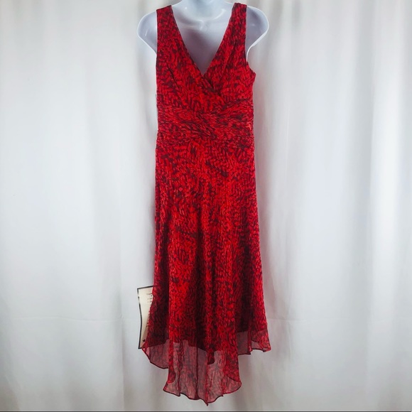 London Times Silk ruched bodice longer in back sleeveless midi dress NWT 8 - Picture 5 of 16